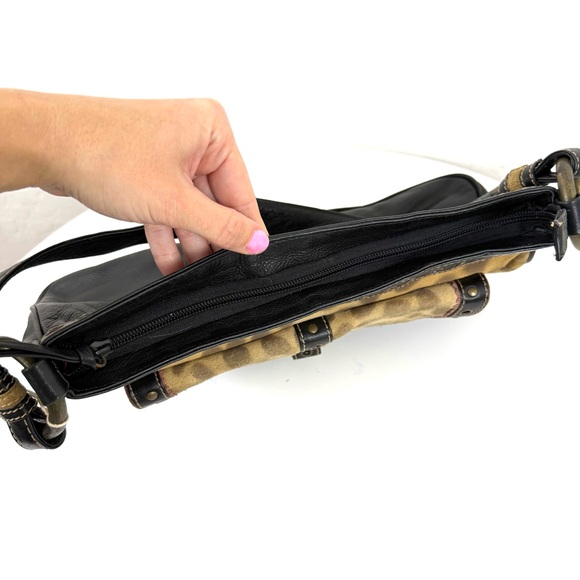 Y2K VINTAGE FINA FIRENZE LEOPARD PRINT LEATHER SHOULDER BAG - Picture 9 of 12